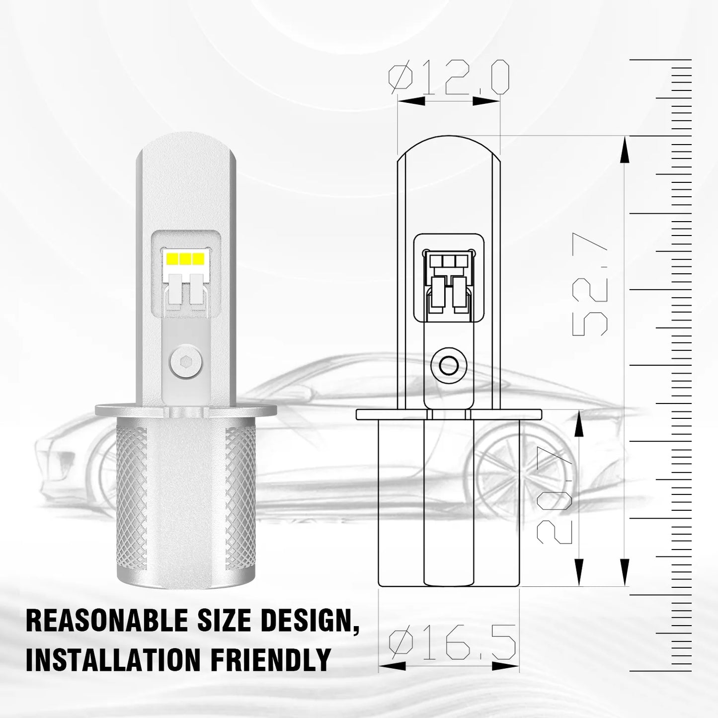H3 LED ATOM TST - 250% mehr Licht 5000LM 2 Stk.