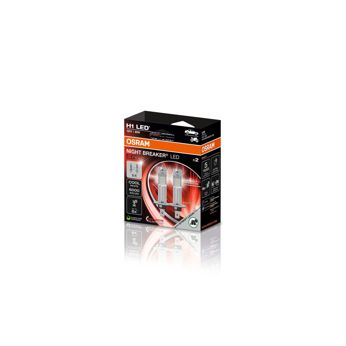H1 LED SPEED OSRAM Night Breaker 1:1 12V 8W 6000K Straßenzulassung - 64150DWNBSP-2HB