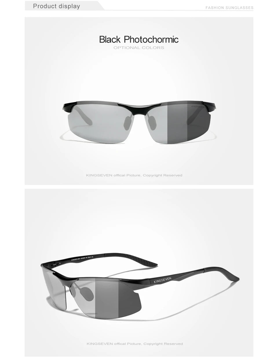 KINGSEVEN Photochromic Polarized Men Aluminum Sunglasses Chameleon Lens Male Sun Glasses Aviation Women For Men Eyewear 9126