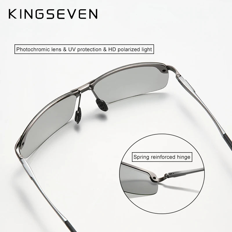 Kingseven sunglaases men self-tinting polarized sunglasses aluminum frame uv400 sunglasses male glasses driving glasses