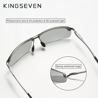 Kingseven sunglaases men self-tinting polarized sunglasses aluminum frame uv400 sunglasses male glasses driving glasses