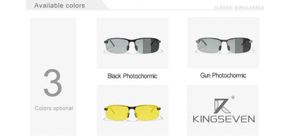 Kingseven sunglaases men self-tinting polarized sunglasses aluminum frame uv400 sunglasses male glasses driving glasses