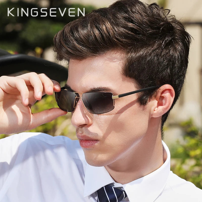 KINGSEVEN Marque Design Lunettes de soleil Hommes Conduite Cadre Carré Lunettes de soleil Homme Classique Unisexe Lunettes Gafas