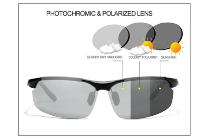 KINGSEVEN Photochromic Polarized Men Aluminum Sunglasses Chameleon Lens Male Sun Glasses Aviation Women For Men Eyewear 9126