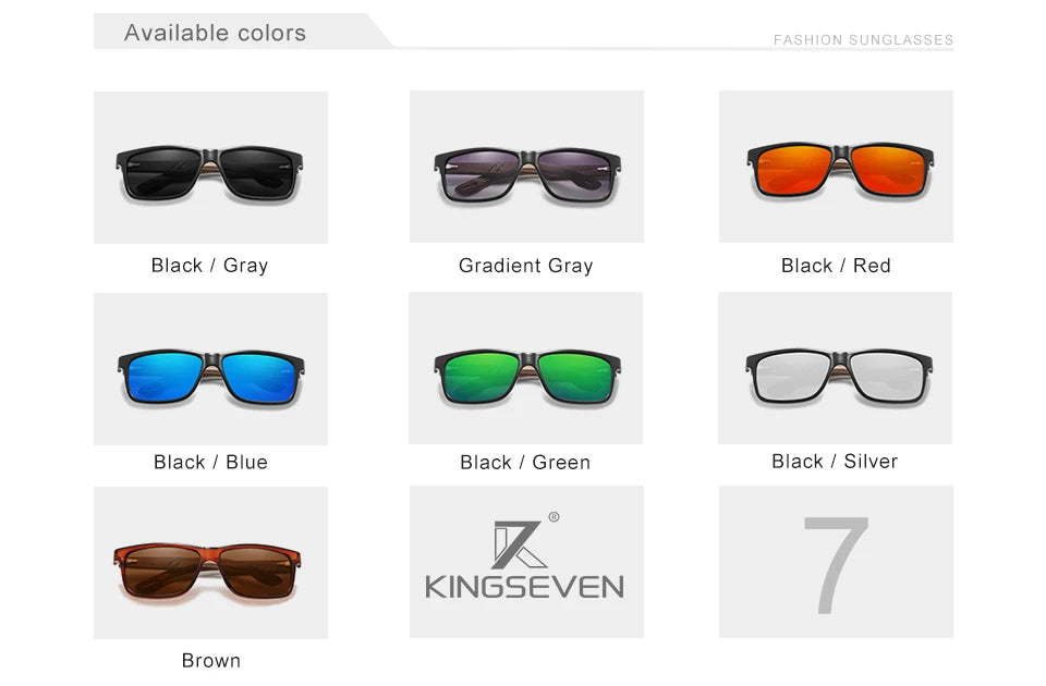 KINGSEVEN Brand Design TR90 + Walnut Wood Handmade Sunglasses Men Polarized Glasses Accessories Sunglasses Reinforced Hinge