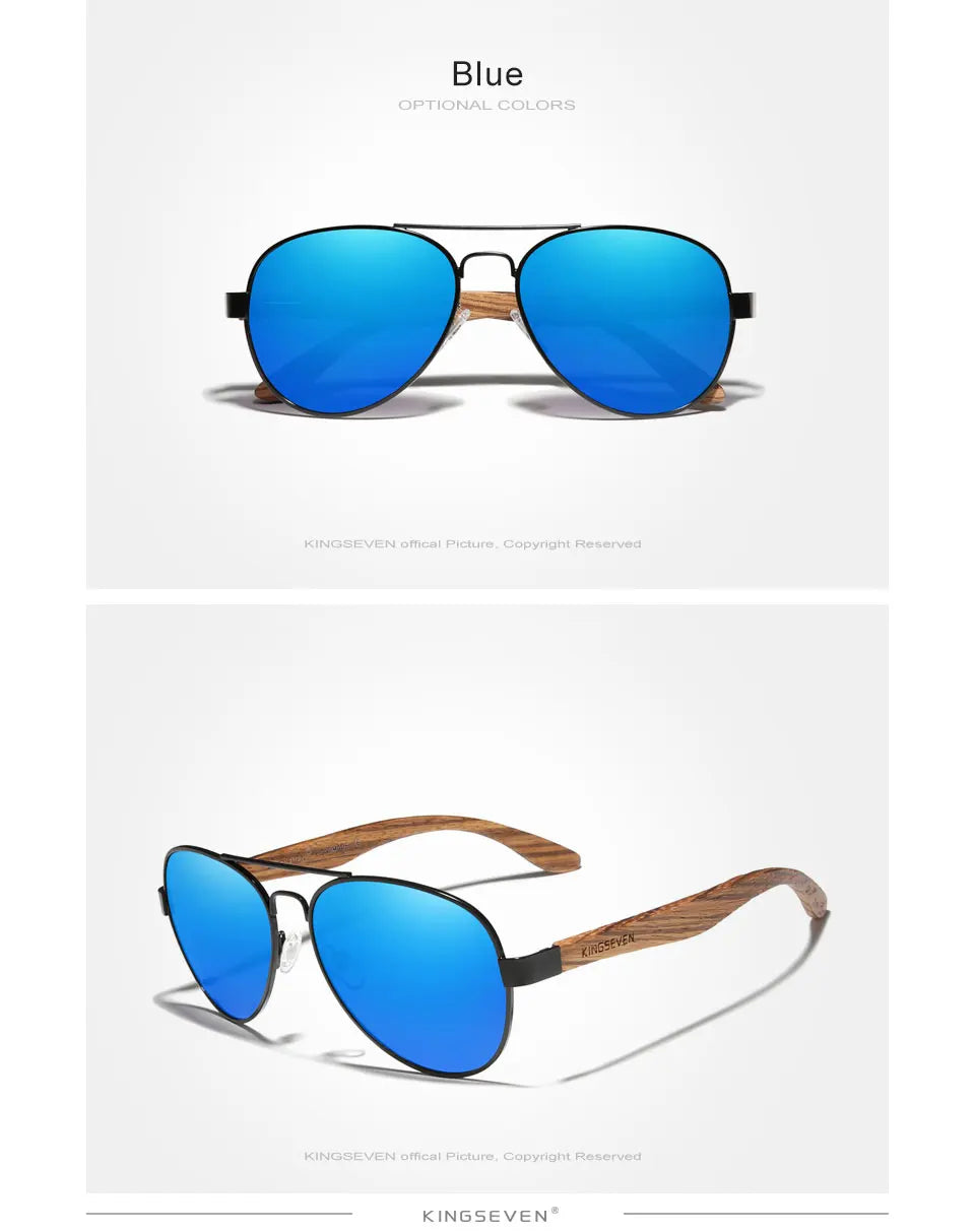Kingseven nouvelle main en bois lunettes de soleil polarisées hommes lunettes de protection uv400 lunettes de bois temples oculos z5518