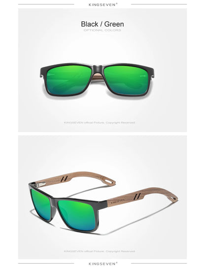 KINGSEVEN Brand Design TR90 + Walnut Wood Handmade Sunglasses Men Polarized Glasses Accessories Sunglasses Reinforced Hinge
