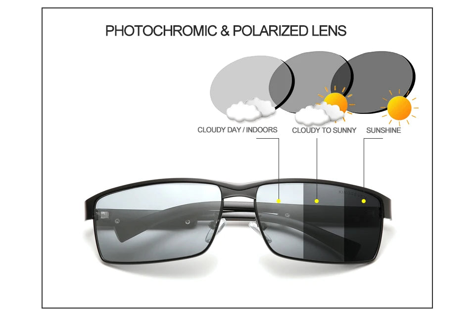 KINGSEVEN Fashion Photochrome Lunettes de soleil auto-réglables Hommes Femmes Caméléon Lunettes de soleil pilotes polarisées UV400