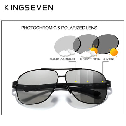 Kingseven: nuovi occhiali da sole auto-oscuranti da uomo in alluminio polarizzati UV400
