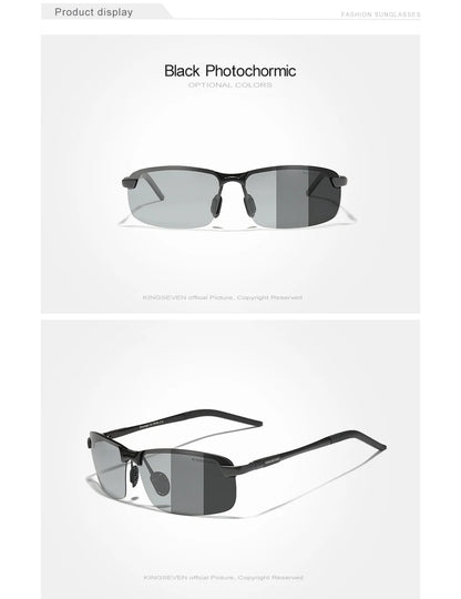 Kingseven sunglaases men self-tinting polarized sunglasses aluminum frame uv400 sunglasses male glasses driving glasses