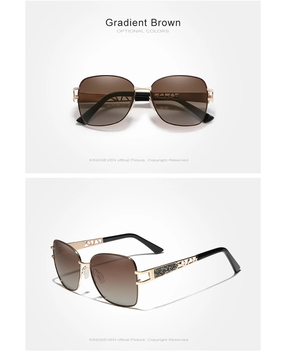 Kingseven polarized uv400 ladies sunglasses high quality stainless steel ladies sunglasses elegant design fashion eyewear