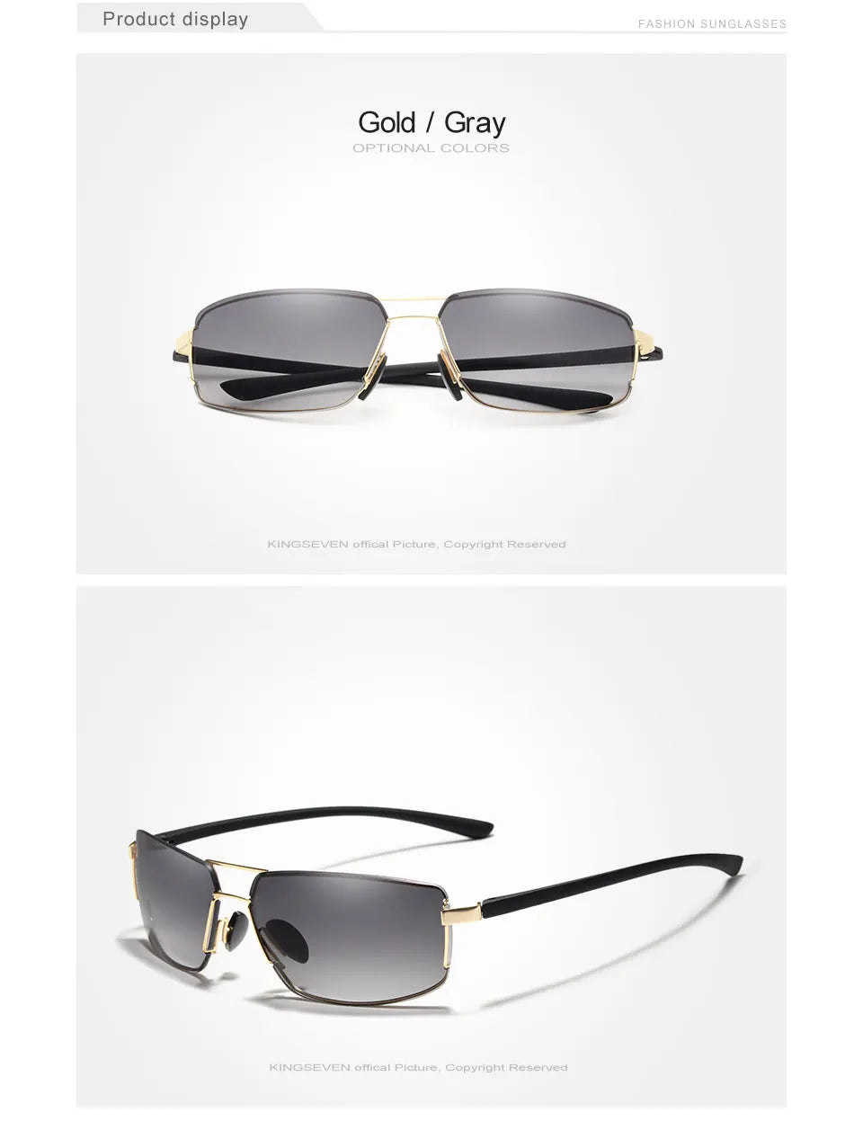 KINGSEVEN Marque Design Lunettes de soleil Hommes Conduite Cadre Carré Lunettes de soleil Homme Classique Unisexe Lunettes Gafas