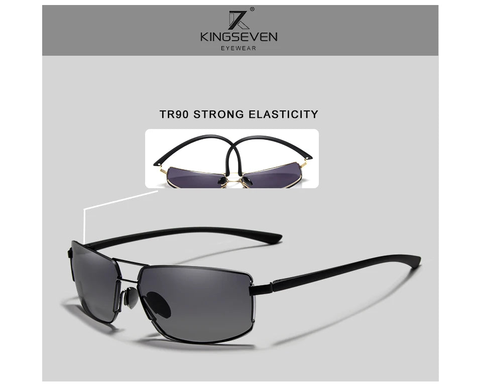 KINGSEVEN Marque Design Lunettes de soleil Hommes Conduite Cadre Carré Lunettes de soleil Homme Classique Unisexe Lunettes Gafas