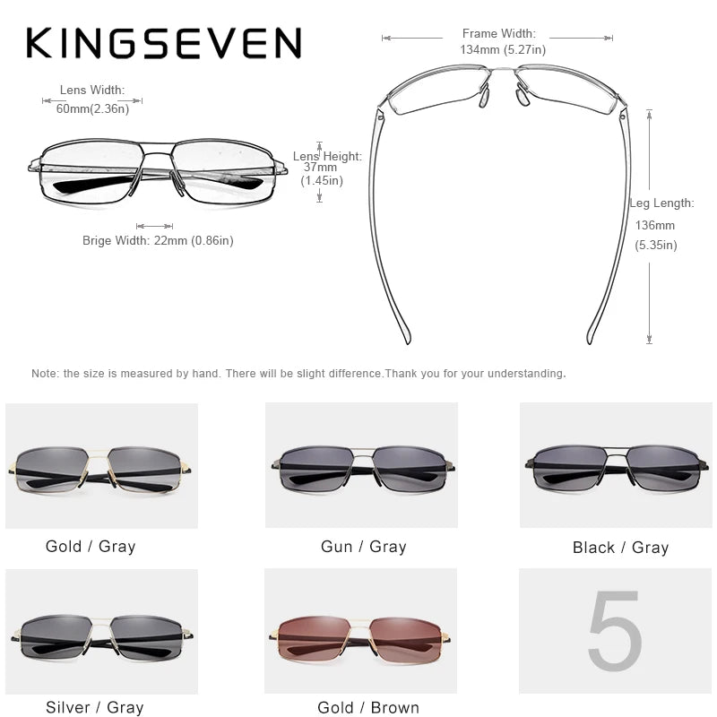 KINGSEVEN Marque Design Lunettes de soleil Hommes Conduite Cadre Carré Lunettes de soleil Homme Classique Unisexe Lunettes Gafas