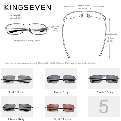 KINGSEVEN Marque Design Lunettes de soleil Hommes Conduite Cadre Carré Lunettes de soleil Homme Classique Unisexe Lunettes Gafas