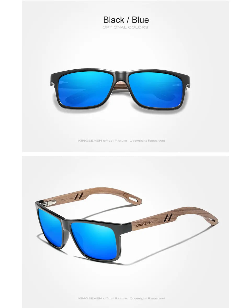 KINGSEVEN Brand Design TR90 + Walnut Wood Handmade Sunglasses Men Polarized Glasses Accessories Sunglasses Reinforced Hinge