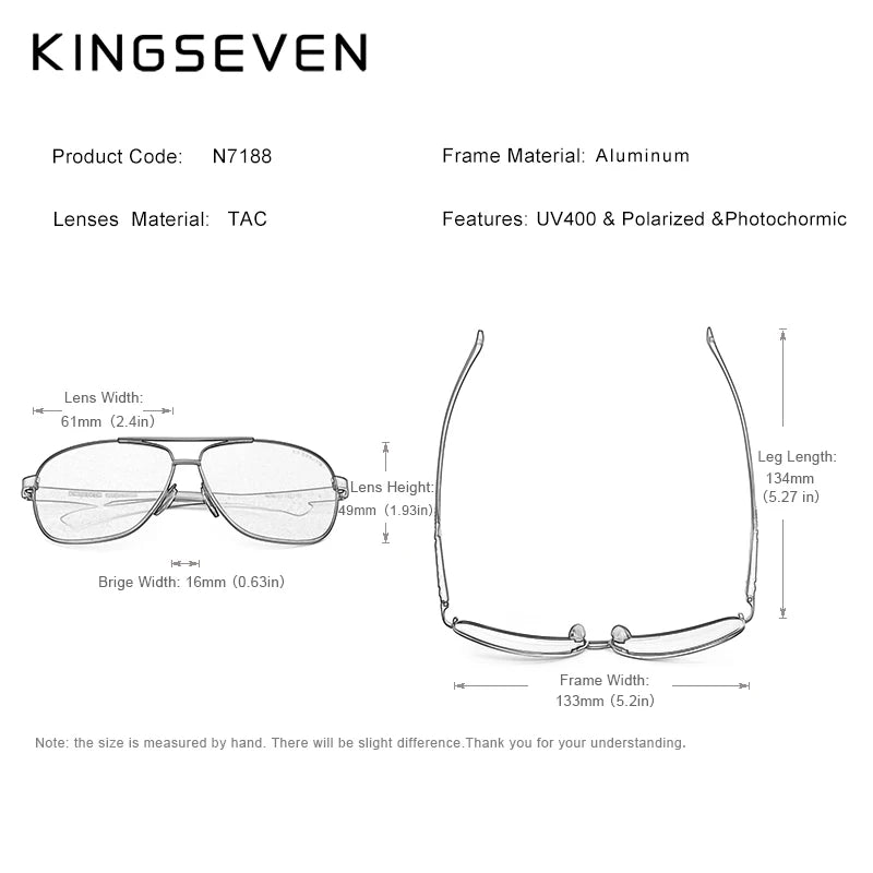 Kingseven: nuovi occhiali da sole auto-oscuranti da uomo in alluminio polarizzati UV400