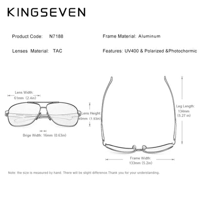 Kingseven: nuovi occhiali da sole auto-oscuranti da uomo in alluminio polarizzati UV400