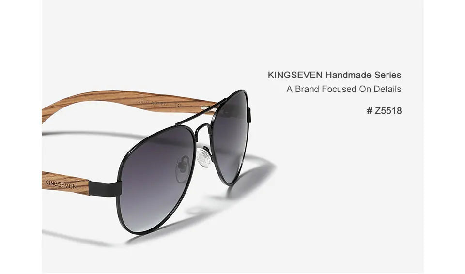 Kingseven nouvelle main en bois lunettes de soleil polarisées hommes lunettes de protection uv400 lunettes de bois temples oculos z5518