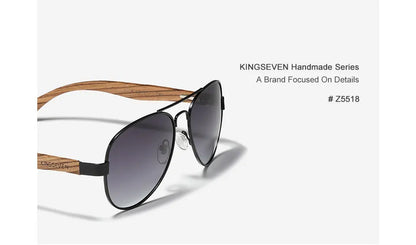 Kingseven nouvelle main en bois lunettes de soleil polarisées hommes lunettes de protection uv400 lunettes de bois temples oculos z5518