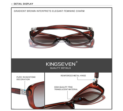 KINGSEVEN Jeunes Style Lunettes de Soleil de Femme Gradient Lentille Polarisée Luxe Design Femme Elégante Lunette De Soleil Femme