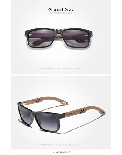 KINGSEVEN Brand Design TR90 + Walnut Wood Handmade Sunglasses Men Polarized Glasses Accessories Sunglasses Reinforced Hinge