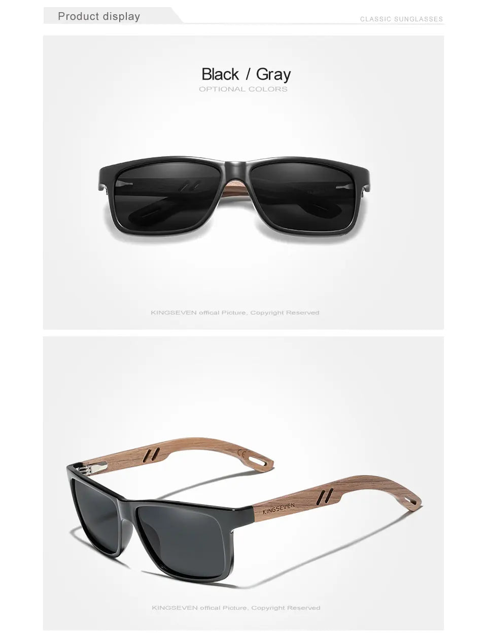 KINGSEVEN Brand Design TR90 + Walnut Wood Handmade Sunglasses Men Polarized Glasses Accessories Sunglasses Reinforced Hinge