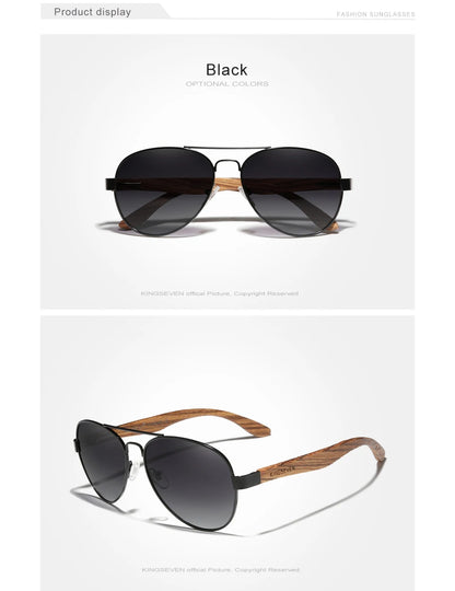 Kingseven nouvelle main en bois lunettes de soleil polarisées hommes lunettes de protection uv400 lunettes de bois temples oculos z5518