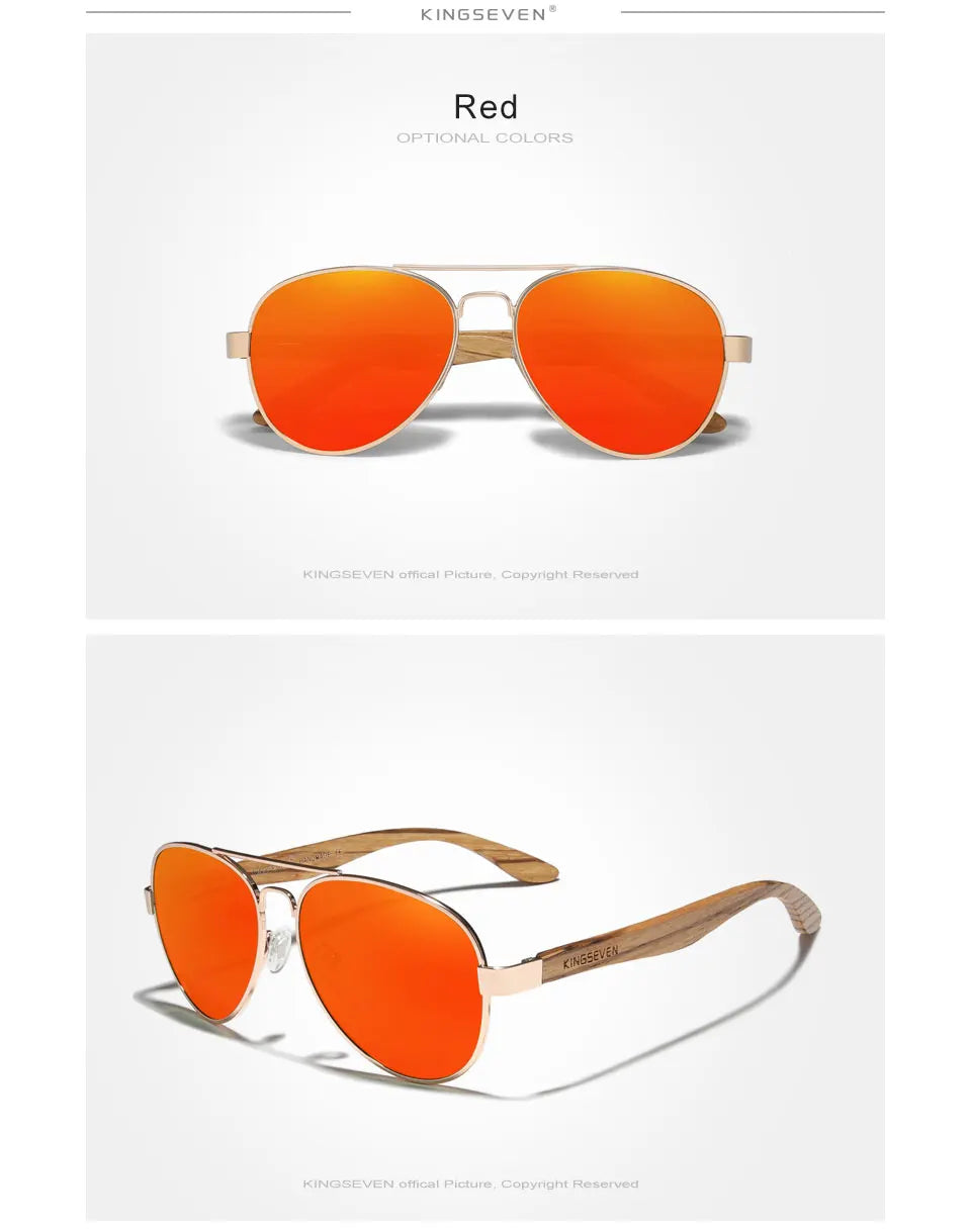 Kingseven nouvelle main en bois lunettes de soleil polarisées hommes lunettes de protection uv400 lunettes de bois temples oculos z5518