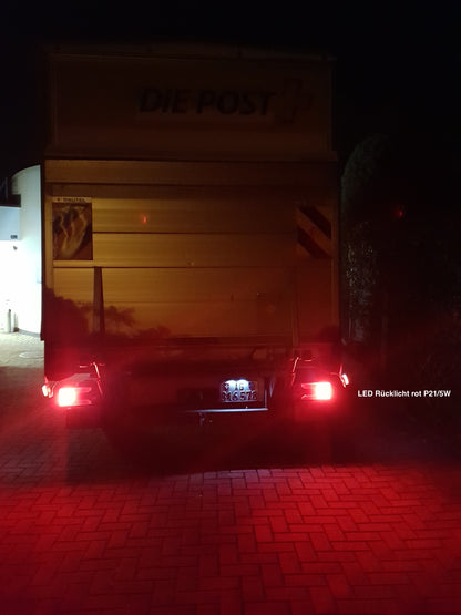 P21/5W LED Rot Super CANBUS Swiss Made 12-24V Bremslicht BA15D, 1 Set