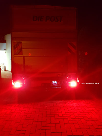 P21/5W LED Rot Super CANBUS Swiss Made 12-24V Bremslicht BA15D, 1 Set