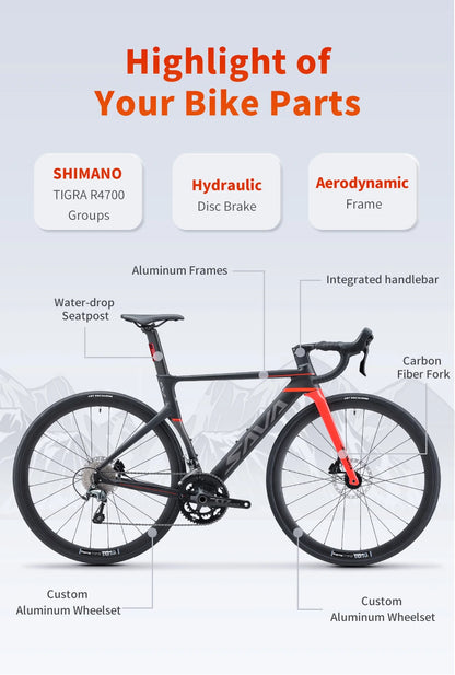 Vélo de course Sava Aluminium Ex-7 Shimano TIAGRAED-R4700 20 vitesses