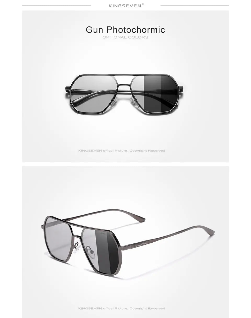 Kingseven new self-tinting sunglasses men women chameleon polarized pilot sunglasses