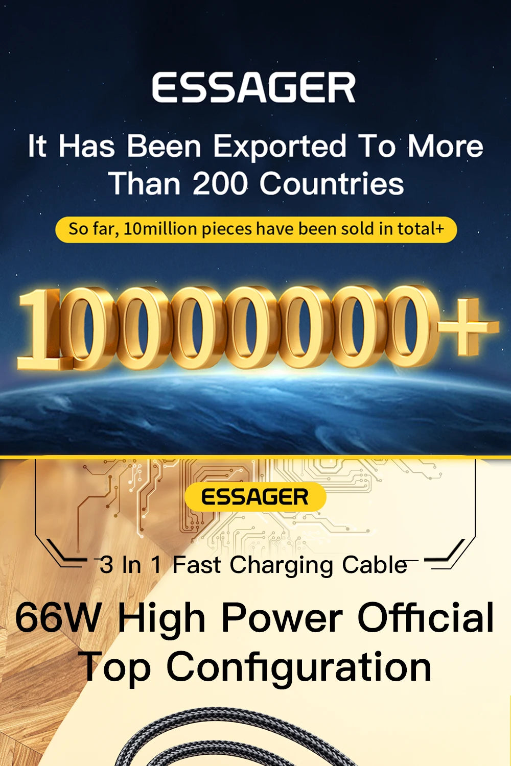 Essager 6A 66W 3 in 1 USB Type C Cable Micro USB Wire For iPhone 13 12 Pro Max samsung Xiaomi Huawei POCO Cell Phone Data Cable