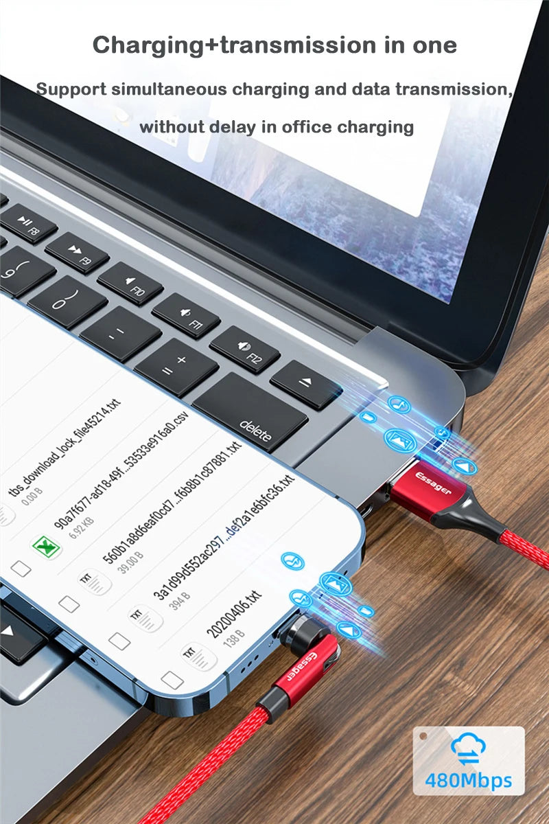 Essager 540 drehbares Magnetkabel 3a Schnellladung Micro-USB-Typ-C-Kabel für iPhone Xiaomi Magnet-Ladegerät Telefon-Draht-Kabel Daten
