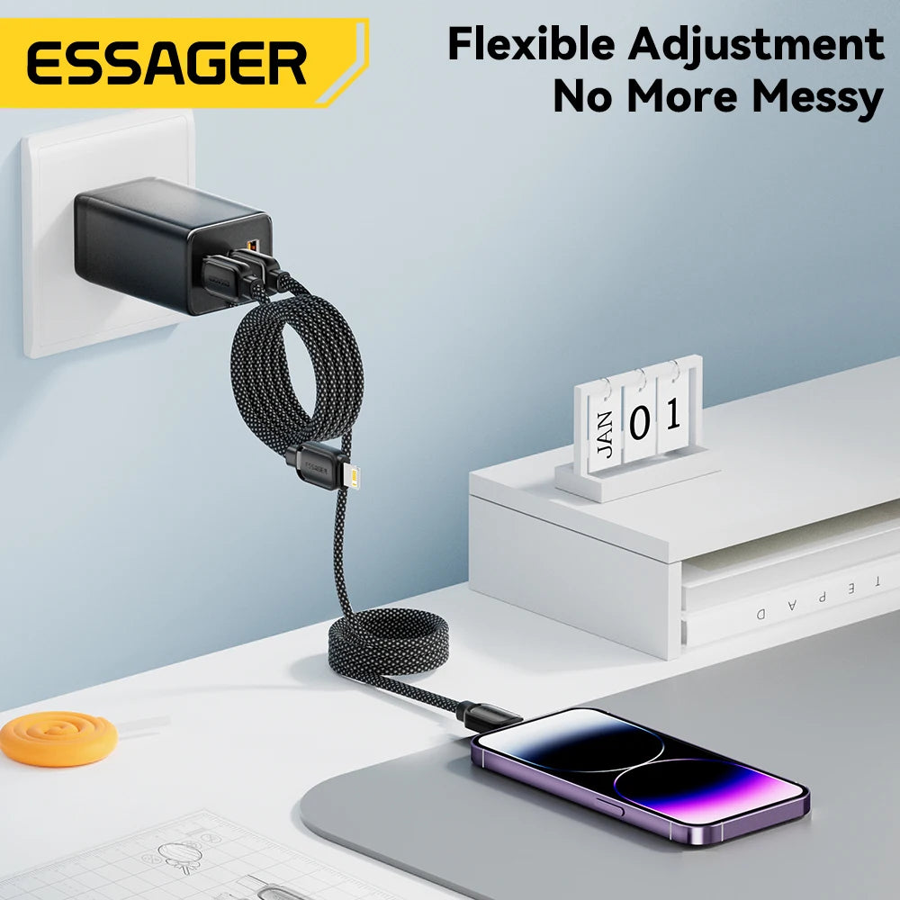 Essager pd 29w type-c vers câble flash 3a charge rapide câble magnétique pour iphone 14 13 12 11 pro max xs plus ipad macbook