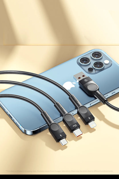 Essager 6A 66W 3 in 1 USB Type C Cable Micro USB Wire For iPhone 13 12 Pro Max samsung Xiaomi Huawei POCO Cell Phone Data Cable