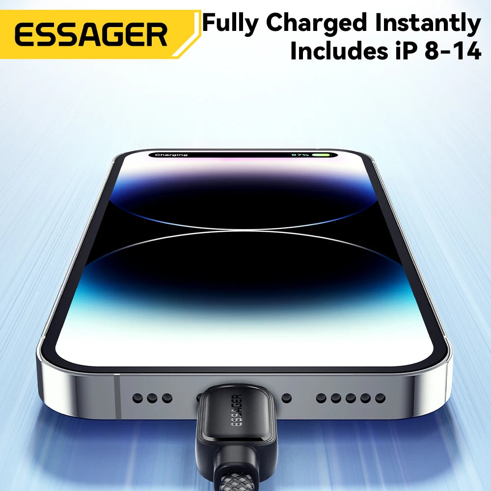 Essager pd 29w type-c vers câble flash 3a charge rapide câble magnétique pour iphone 14 13 12 11 pro max xs plus ipad macbook