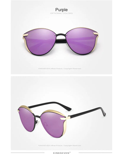 KINGSEVEN Design Cat Eye Lunettes de soleil femmes polarisées de luxe cadre en alliage Mode Femmes Lunettes de soleil rétro Oculos De Sol Gafas