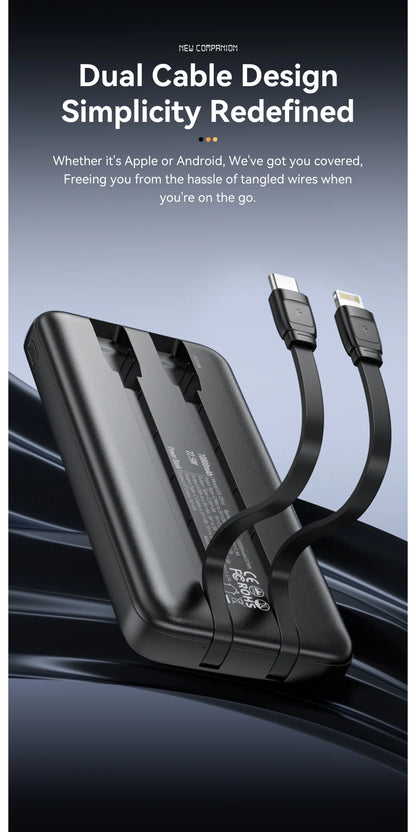 Essager power bank 20000mah 22.5 w pd fast charge power bank portable charger for iphone 15 14 13 12 pro max huawei