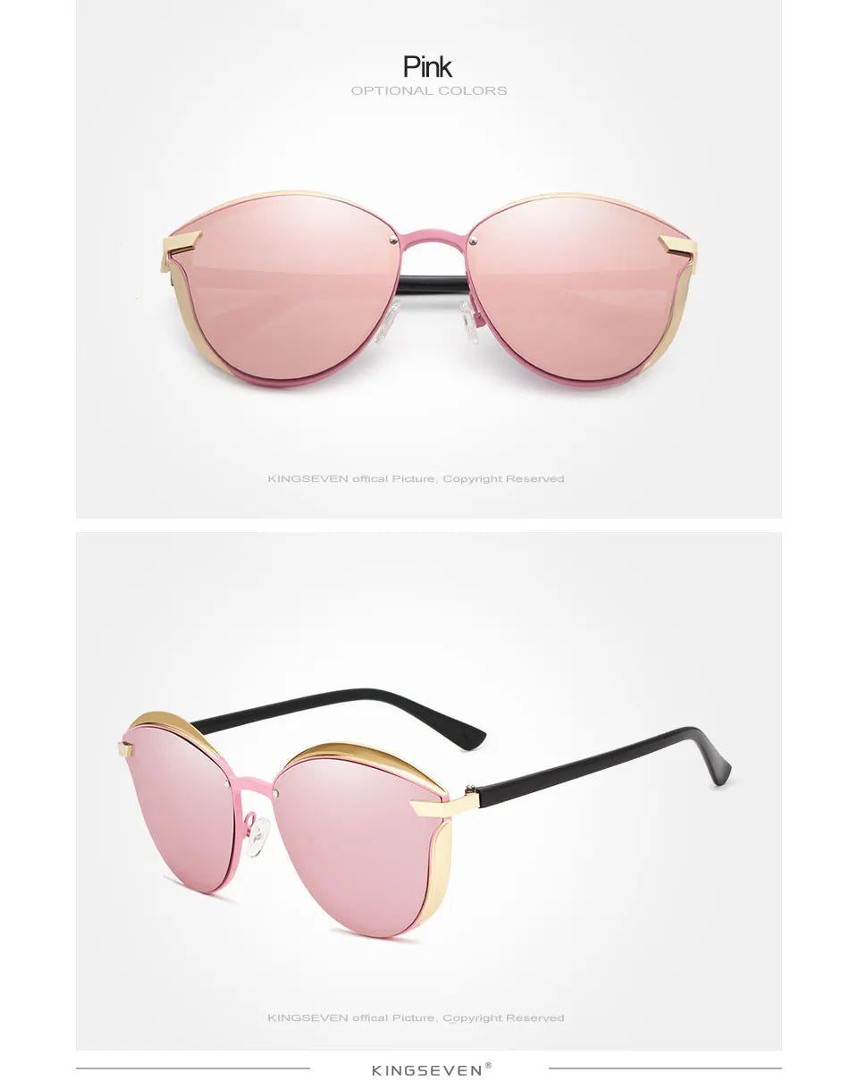KINGSEVEN Design Cat Eye Lunettes de soleil femmes polarisées de luxe cadre en alliage Mode Femmes Lunettes de soleil rétro Oculos De Sol Gafas