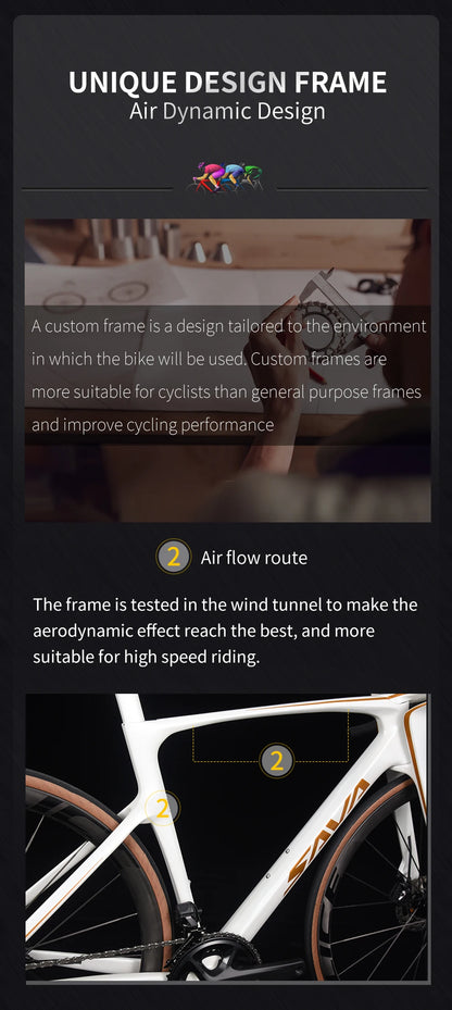 SAVA Dream Maker Full Carbon Fiber Bike Strap SHIMAN0 Di2 8170 24 Speed Hydraulic Disc Brake High End Race Class Road Bike