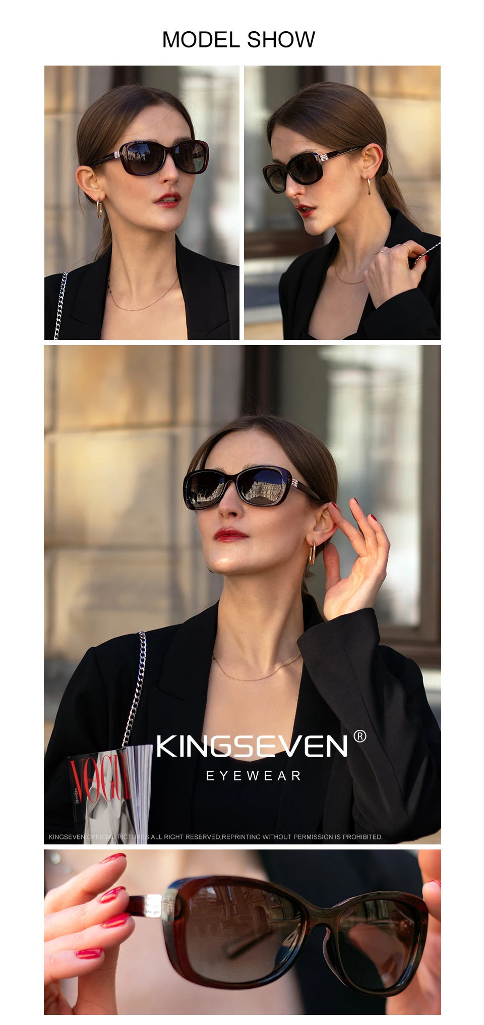 KINGSEVEN Jeunes Style Lunettes de Soleil de Femme Gradient Lentille Polarisée Luxe Design Femme Elégante Lunette De Soleil Femme