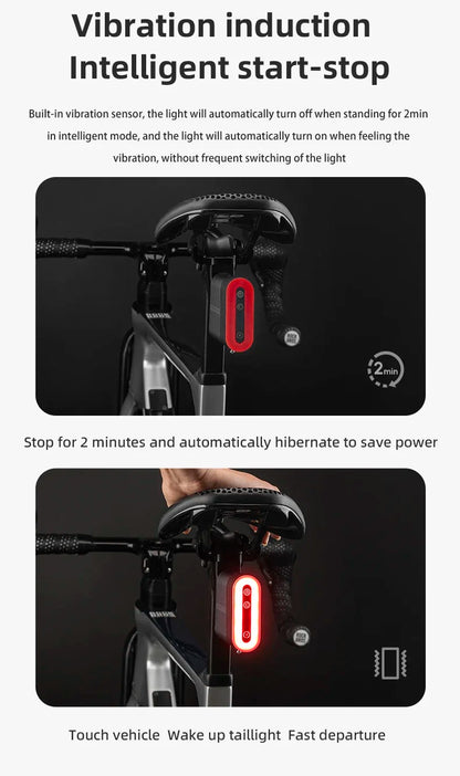 Rockbros bicycle rear light with lock can be locked and unlocked by cell phone