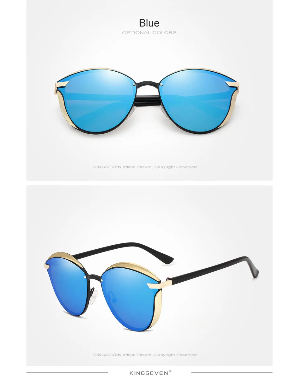 KINGSEVEN Design Cat Eye Lunettes de soleil femmes polarisées de luxe cadre en alliage Mode Femmes Lunettes de soleil rétro Oculos De Sol Gafas