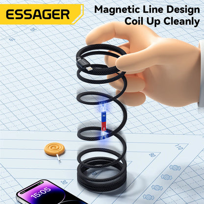 Essager pd 29w type-c vers câble flash 3a charge rapide câble magnétique pour iphone 14 13 12 11 pro max xs plus ipad macbook