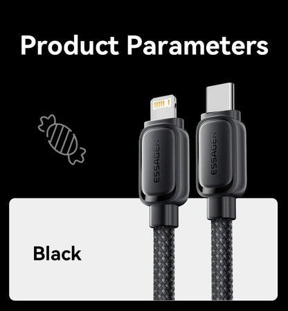 Essager pd 29w type-c vers câble flash 3a charge rapide câble magnétique pour iphone 14 13 12 11 pro max xs plus ipad macbook