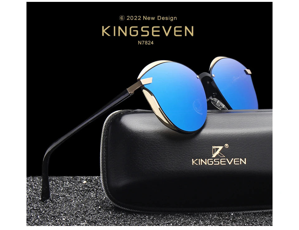 KINGSEVEN Design Cat Eye Lunettes de soleil femmes polarisées de luxe cadre en alliage Mode Femmes Lunettes de soleil rétro Oculos De Sol Gafas