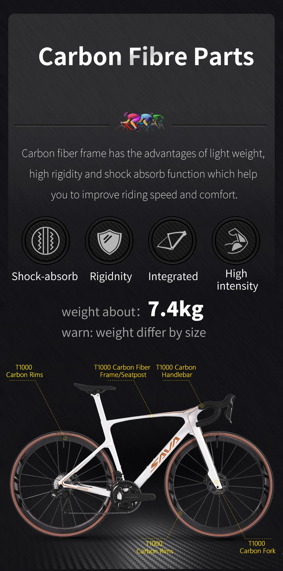 SAVA Dream Maker Full Carbon Fiber Bike Strap SHIMAN0 Di2 8170 24 Speed Hydraulic Disc Brake High End Race Class Road Bike