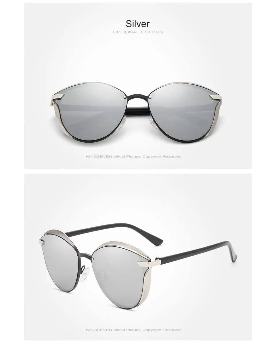 KINGSEVEN Design Cat Eye Lunettes de soleil femmes polarisées de luxe cadre en alliage Mode Femmes Lunettes de soleil rétro Oculos De Sol Gafas